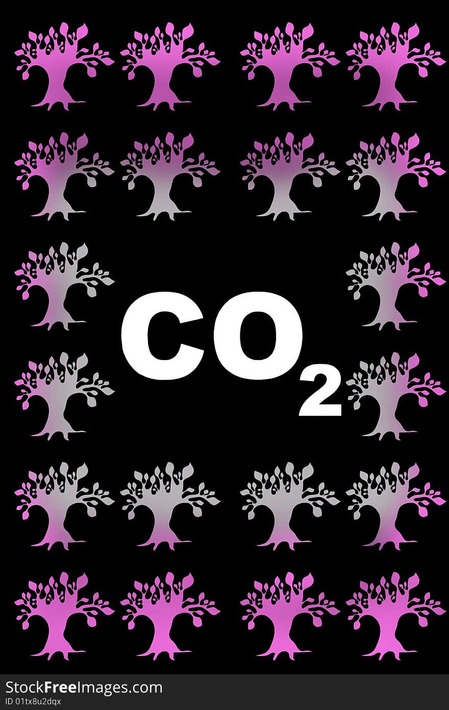 Abstract CO2 illustration against black background, 3d rendering