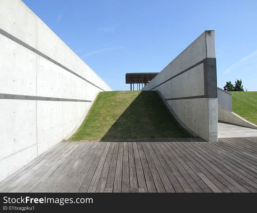 Abstract Structure of Concrete and Grass With Blue Sky. Abstract Structure of Concrete and Grass With Blue Sky