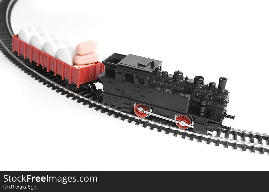 Medical supplies transfer - pills in wagon of toy train