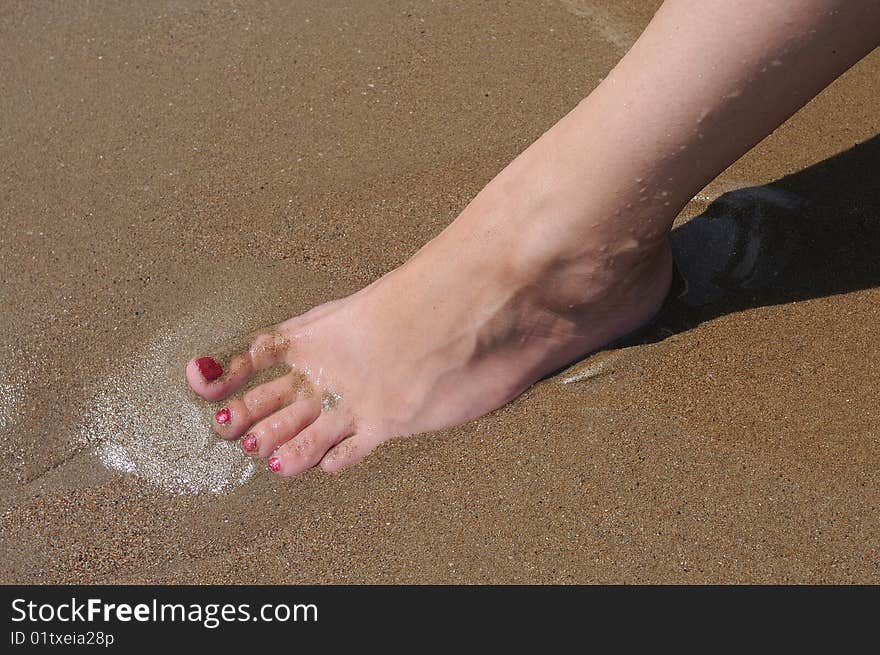 Woman foot with lacquered nails. Woman foot with lacquered nails