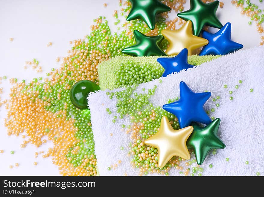 Colorful spa details on white background