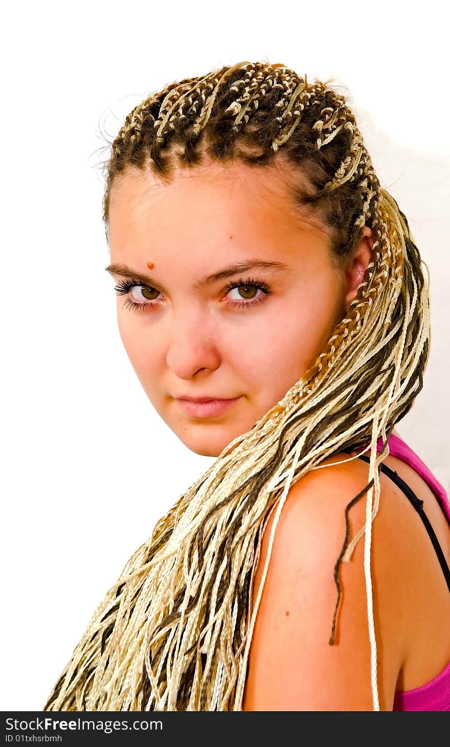 Portrait of young woman with dreadlocks