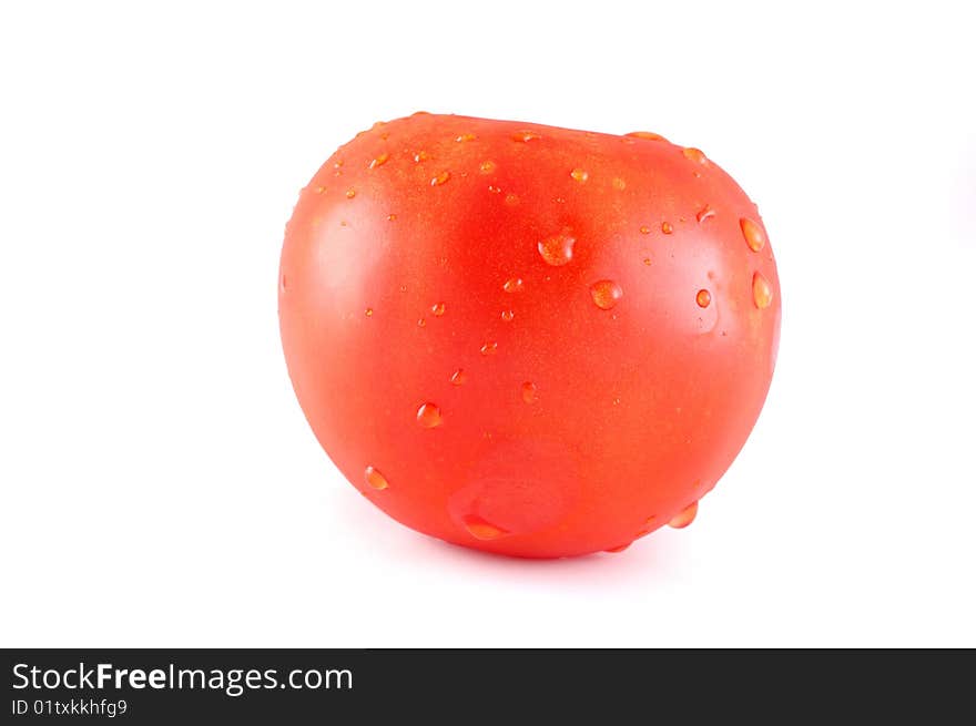 Red tomato on a white background