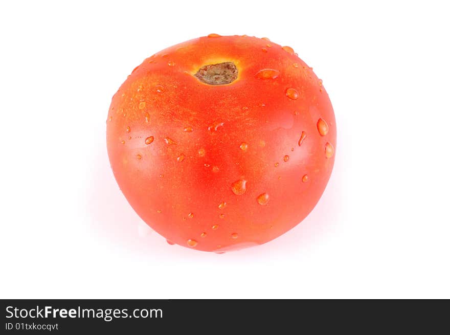 Red tomato on a white background