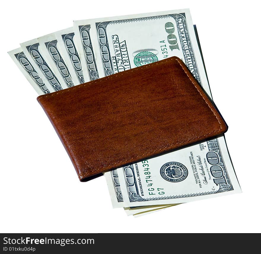 100 Dollar Bills Inside Brown Wallet