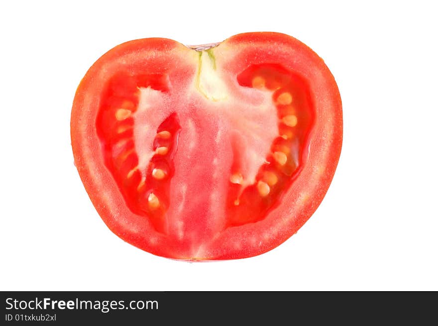 Red tomato on a white background