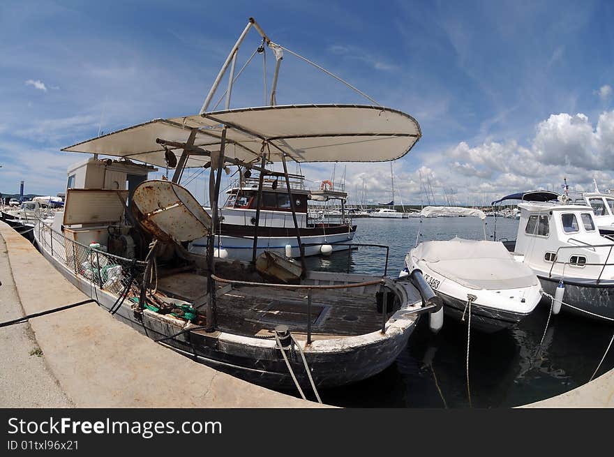 Old fisherman barge