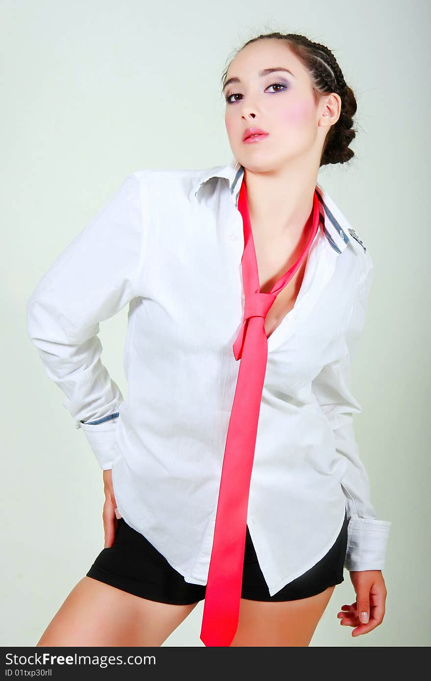 Businesswoman with red tie