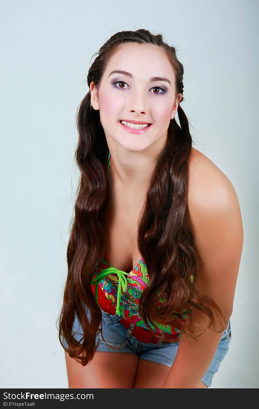 Smiling girl with long hair