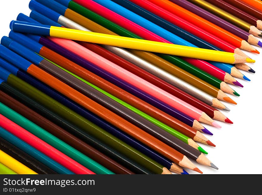 Beautiful color pencils on a white background