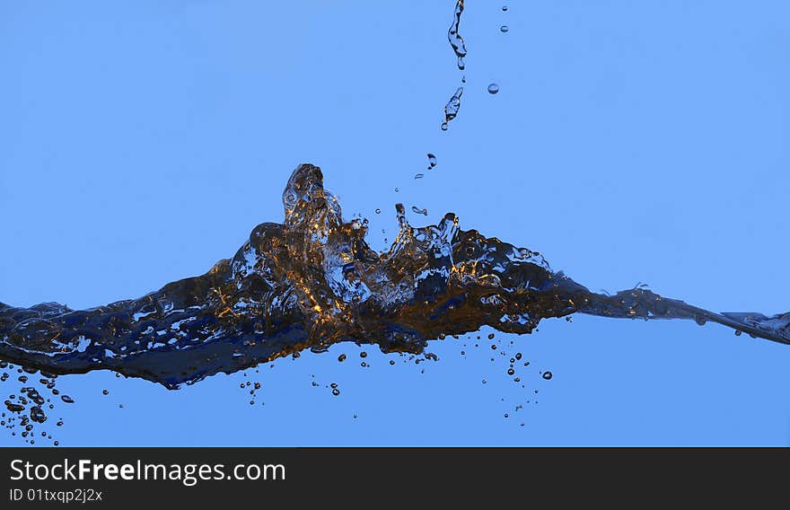 Close up of splash in water in blue tones