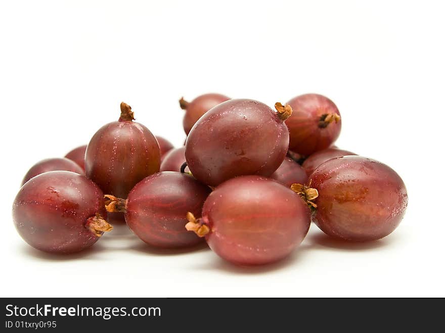 Red gooseberry on a white background