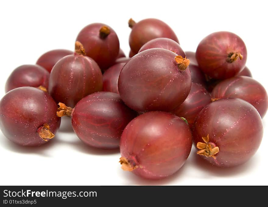 Red gooseberry on a white background