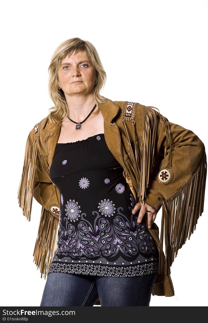 Beautiful middle aged woman with indian jacket