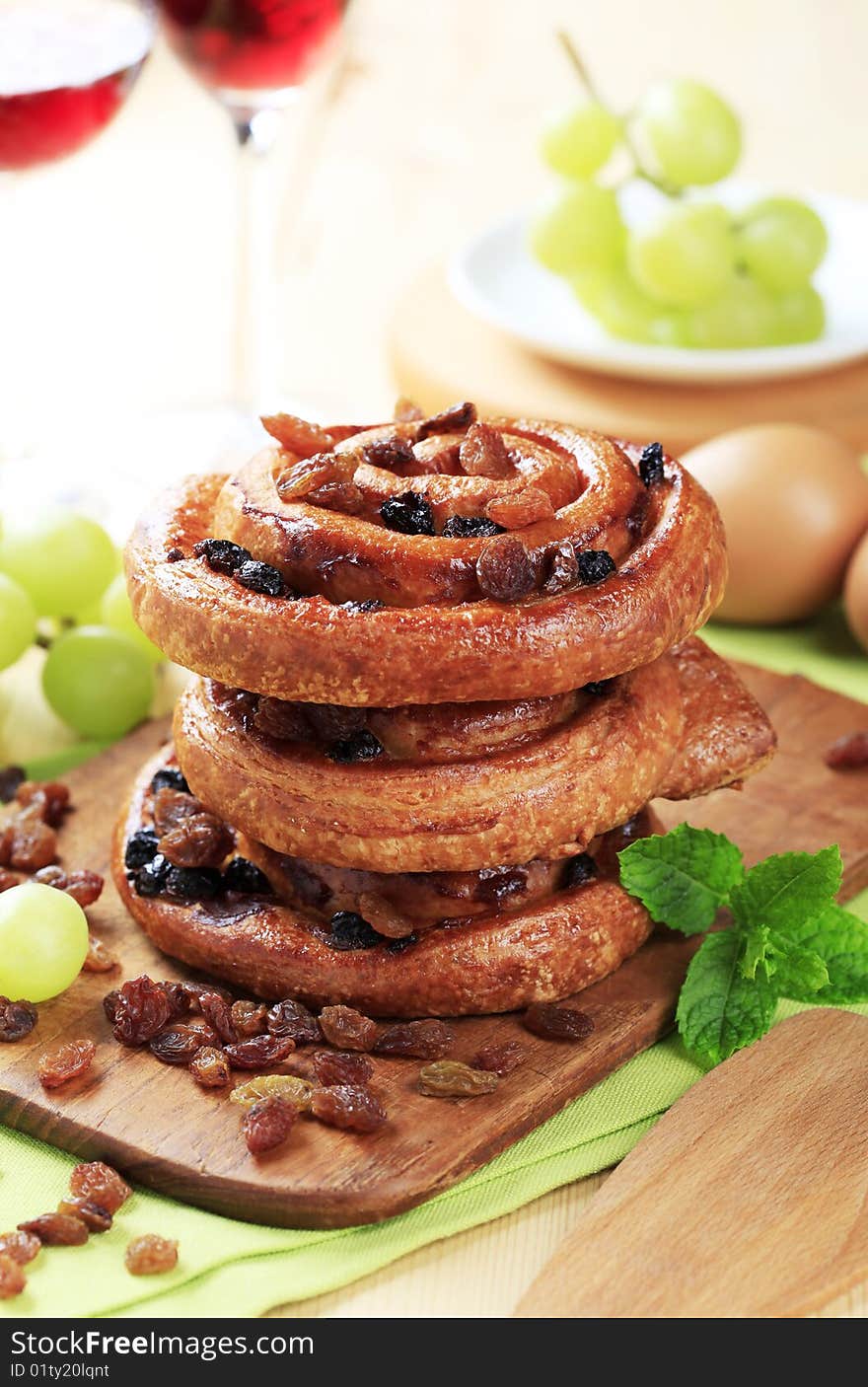 Sweet Pastry Rolls With Raisins