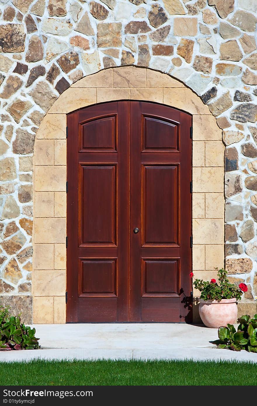 Elegant mansion doorway in Napa Valley, California.