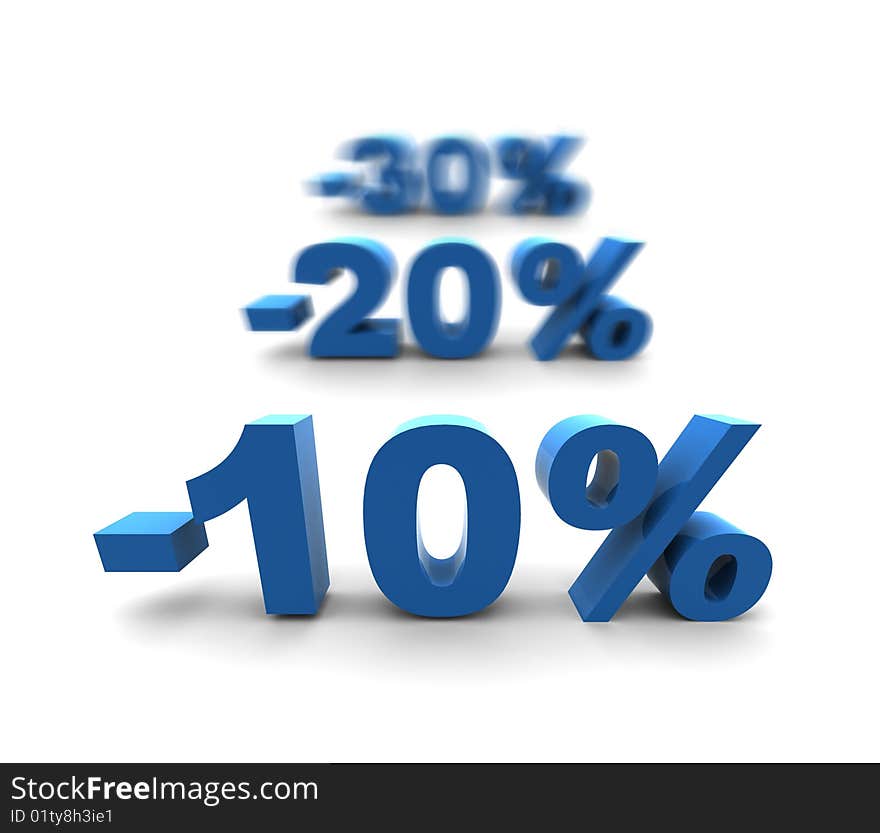 10-20-30% - isolated 3D render illustration with shallow dof. 10-20-30% - isolated 3D render illustration with shallow dof