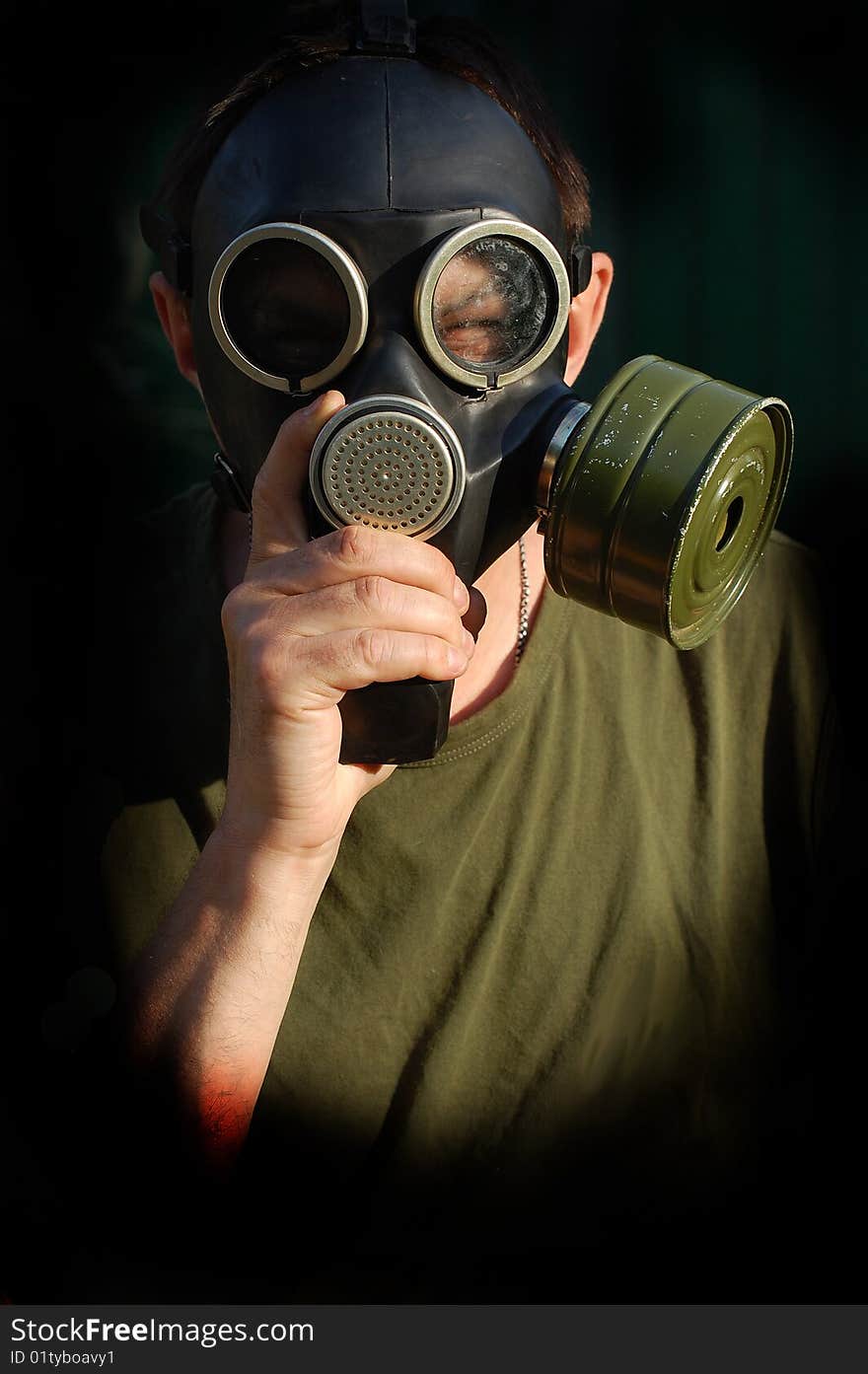 Adult man,  weared gas mask. Adult man,  weared gas mask