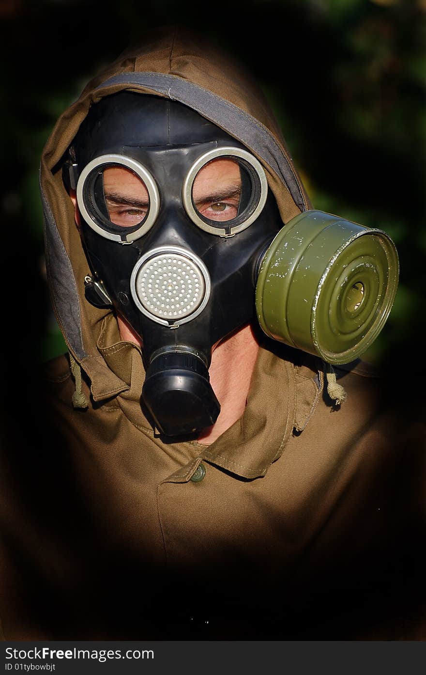 Person in gas mask