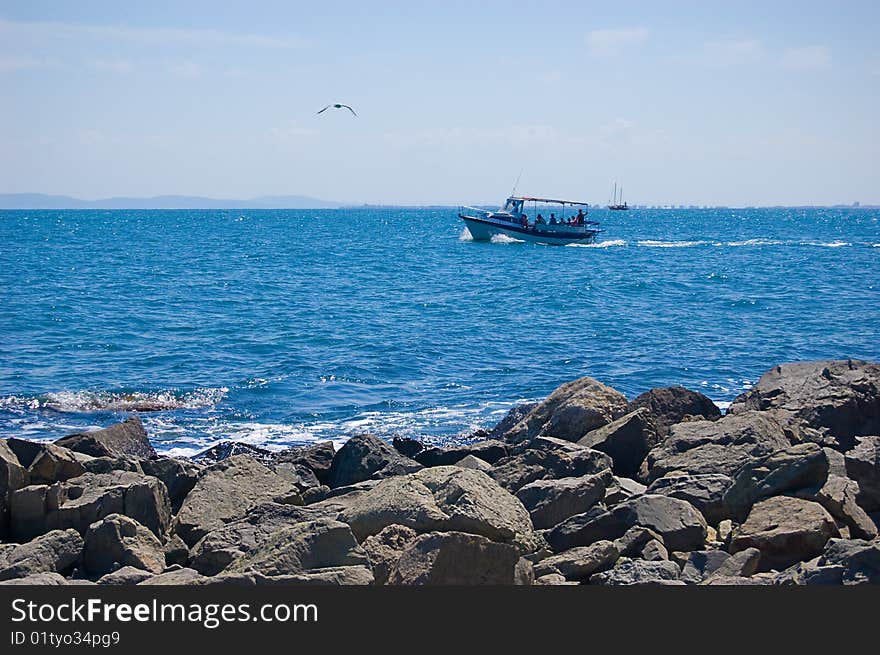 Sea shore and a ship