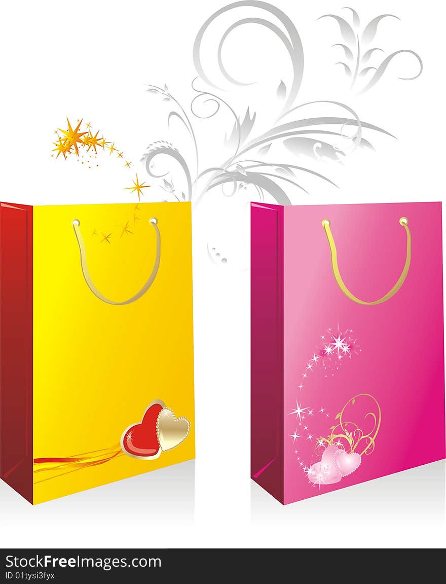 Packings for a gifts to the Valentines day. Vector illustration