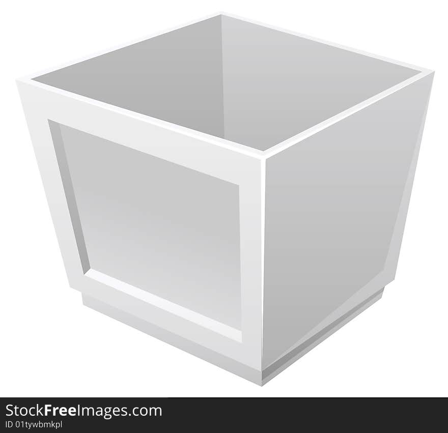 A grey box isolate in a white background