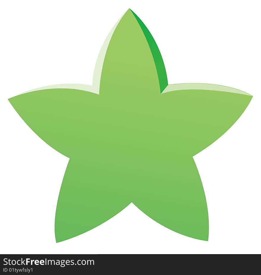 A big green stars isolate in a white background