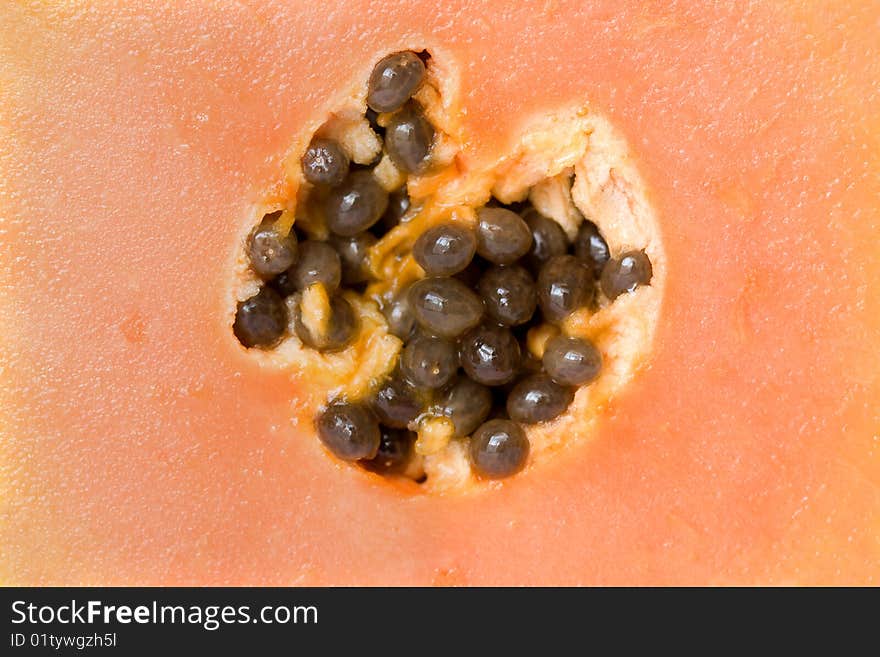 Fresh cut papaya closeup