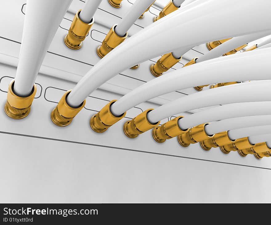 3d image of audio video connectors. 3d image of audio video connectors