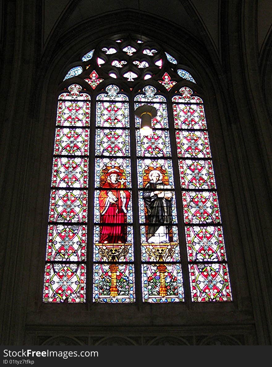 Colorful stained glass church window. Colorful stained glass church window