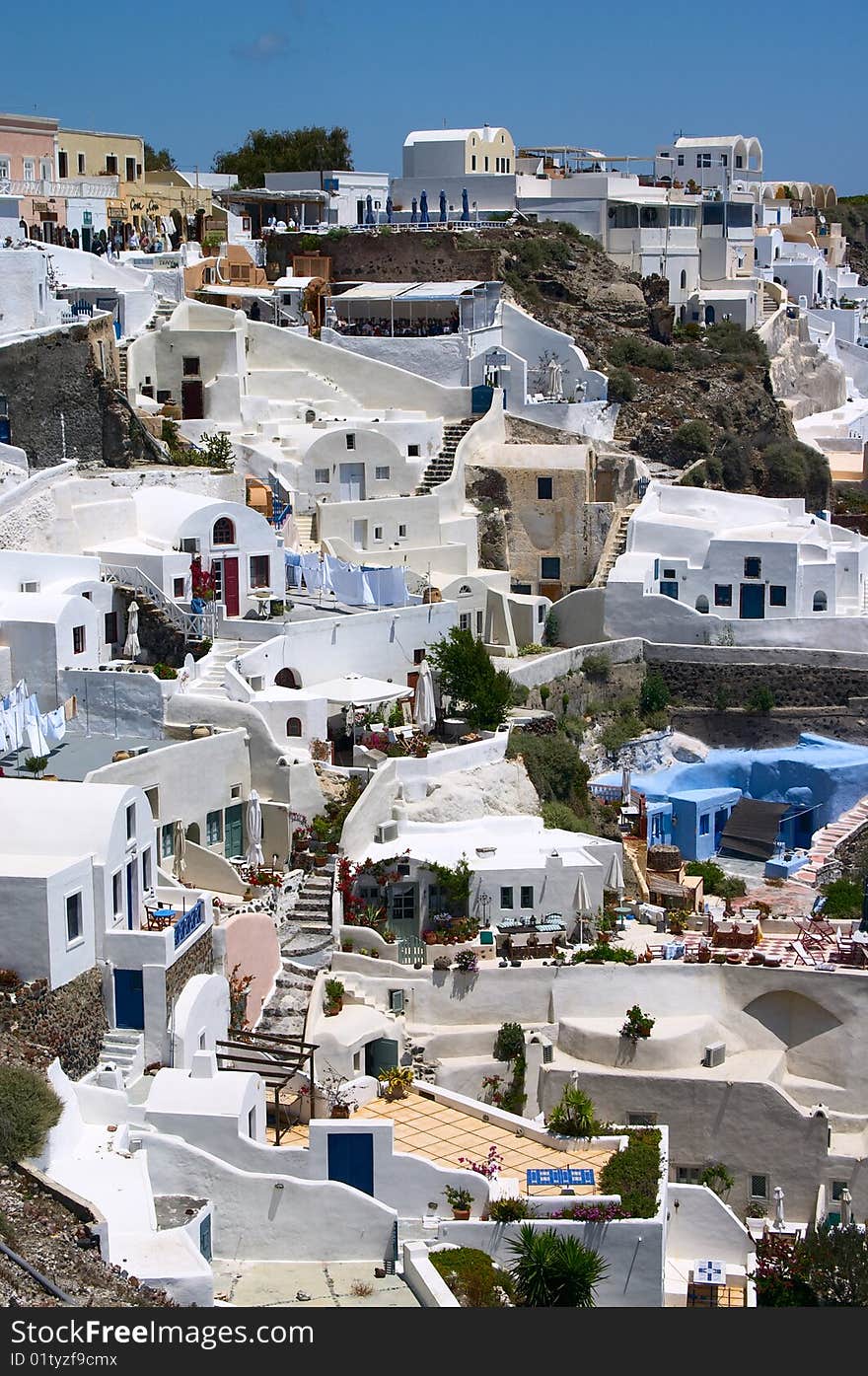 Houses on a cliff on Santorini island. Houses on a cliff on Santorini island