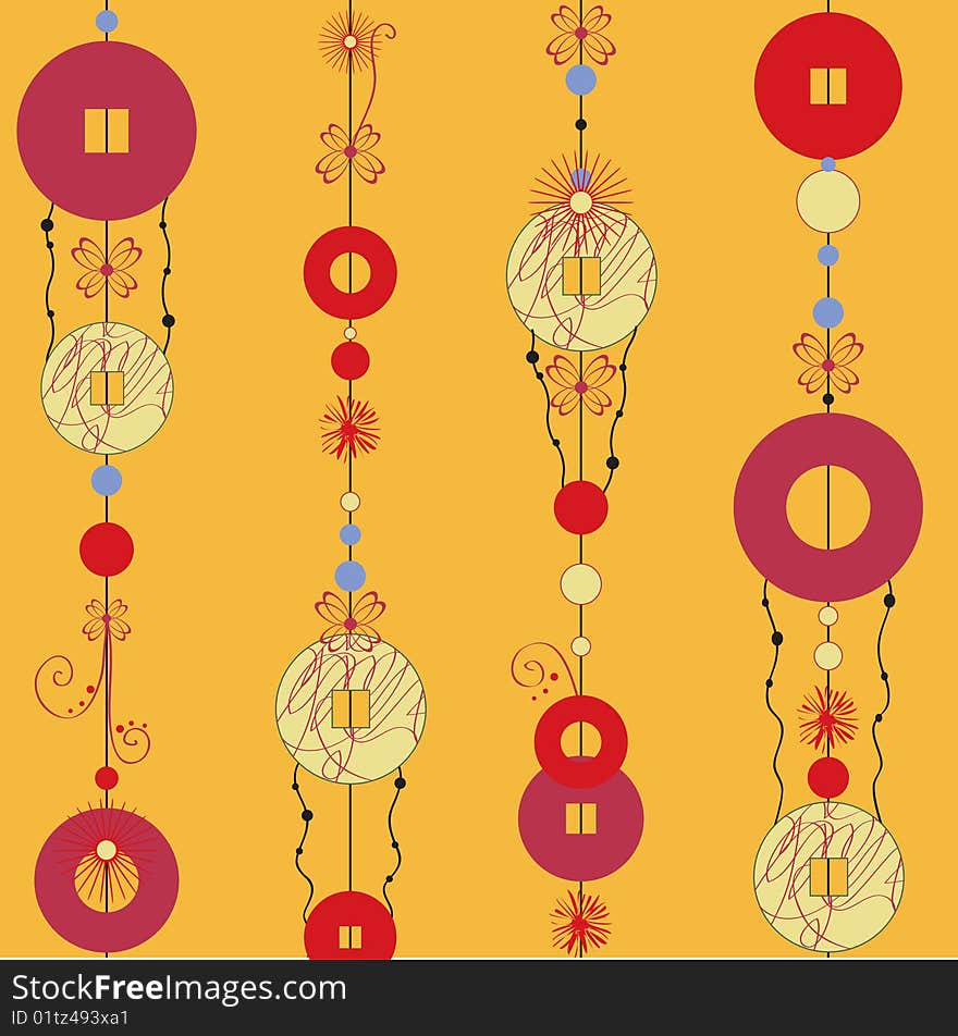 Vector Illustration of Decorative Wind Chimes with authentic ornament design