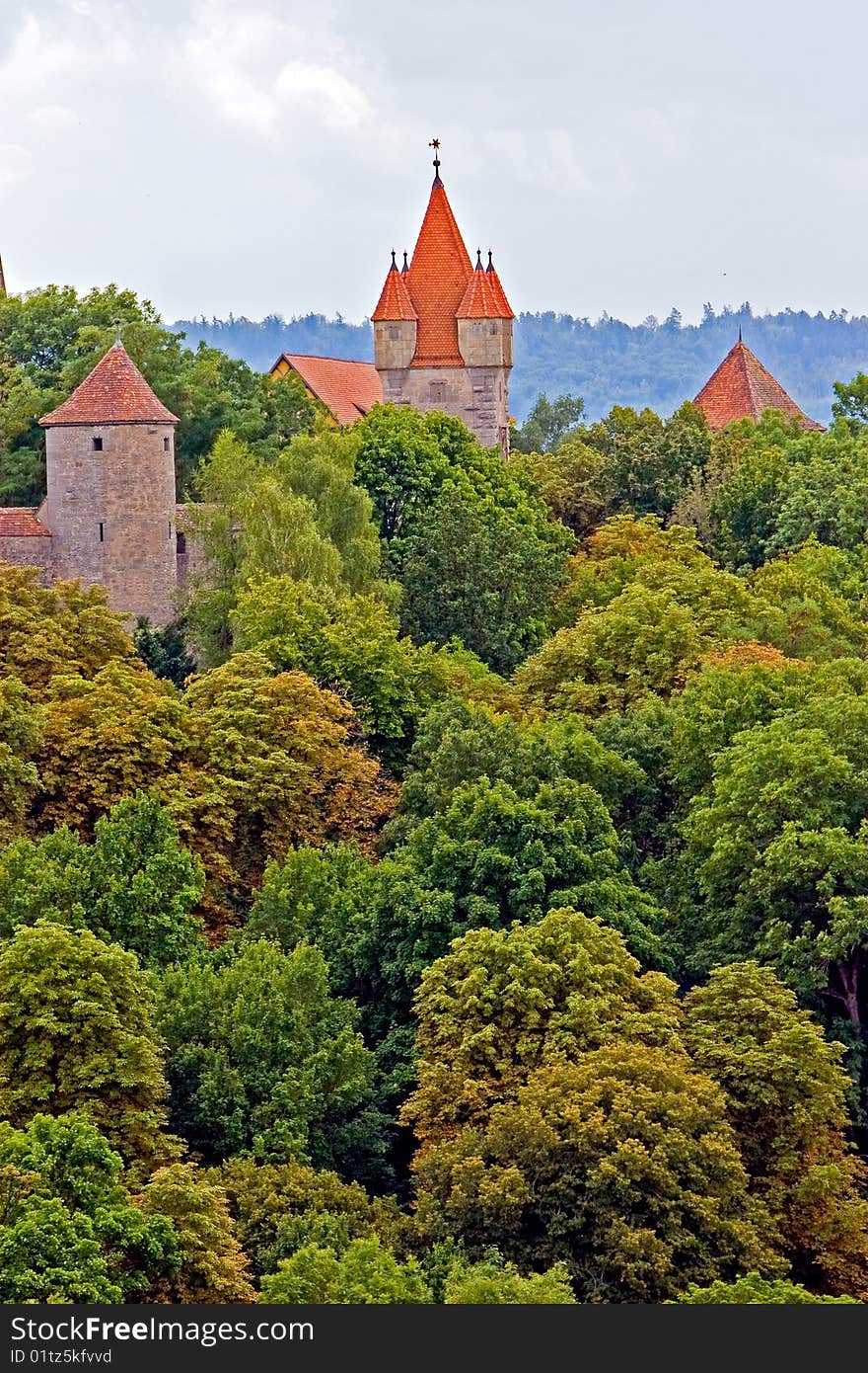 View from the city Rothenburg in Germany