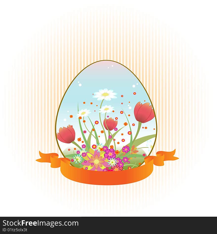 Vector Illustration of beautiful floral background decorated with Easter Egg shape.