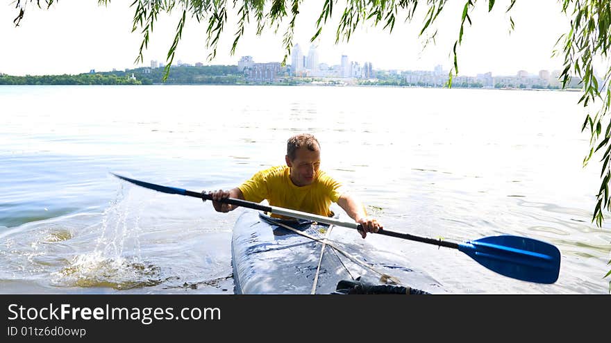 A man in a kayak