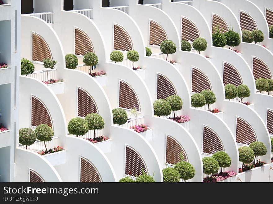 Balconies facade of the building