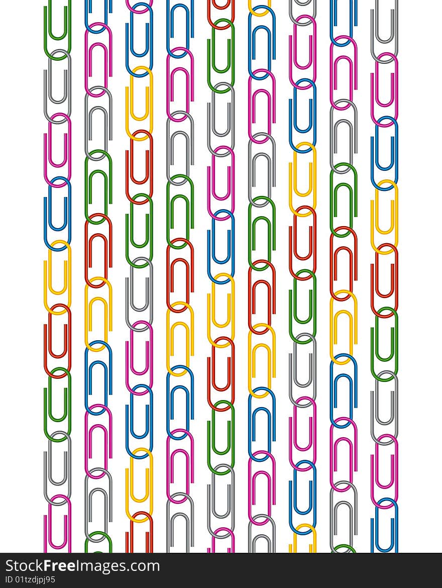 Colored vector paperclips illustration for background. Colored vector paperclips illustration for background