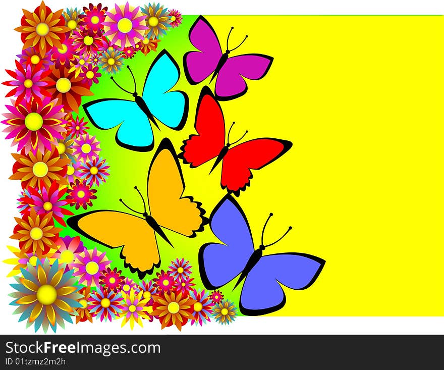 Butterflies and colours, a template for designers. Butterflies and colours, a template for designers