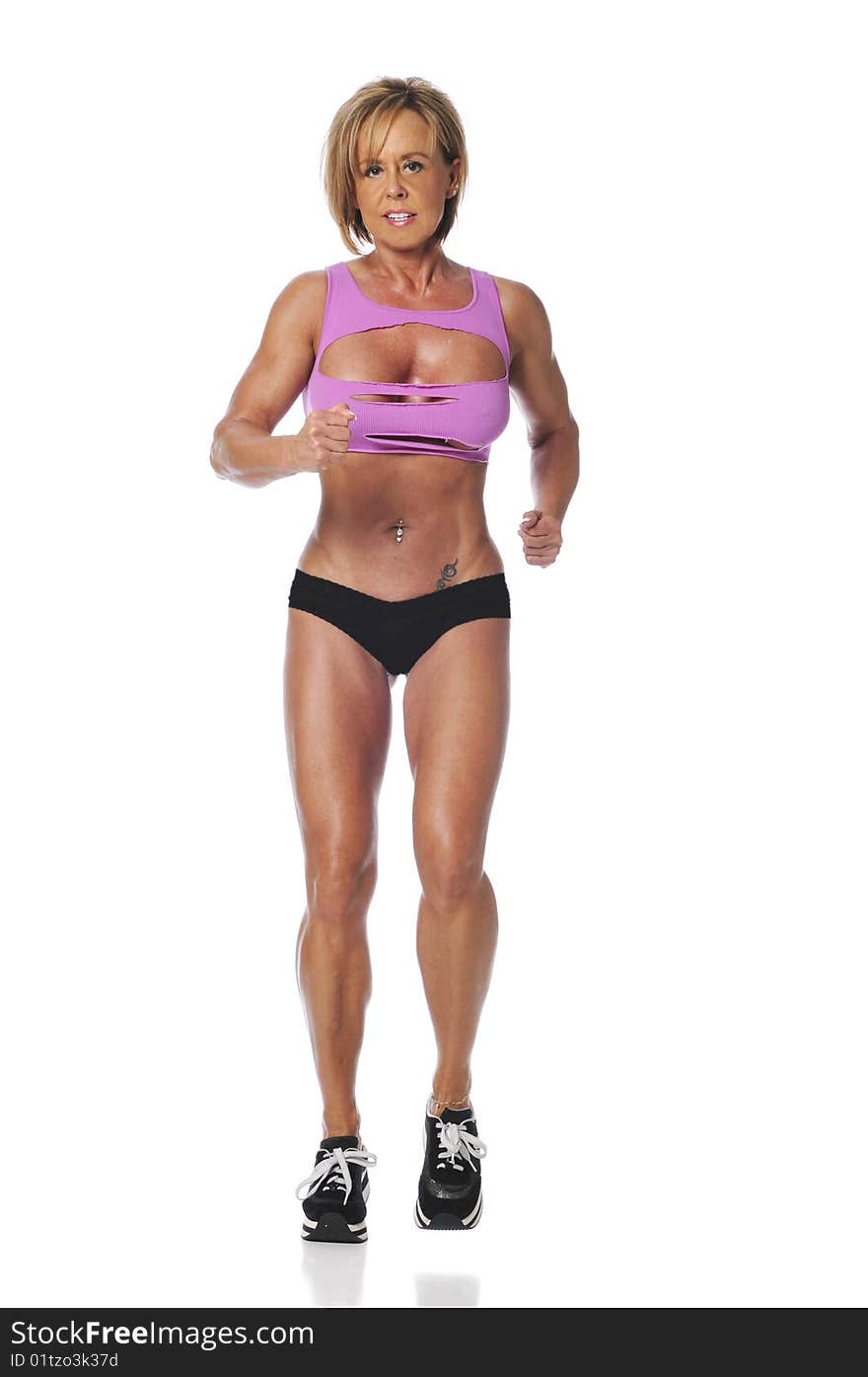 Mature woman running