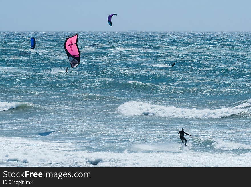 Multiple Kiteboarders