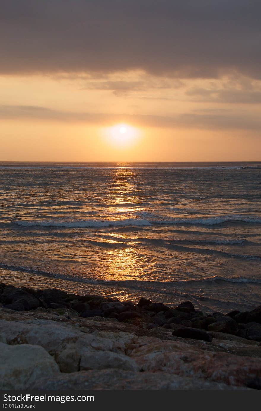 Sunset over the ocean. Bali