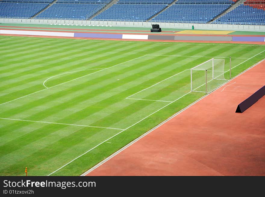 Green and Empty Football Field. Green and Empty Football Field