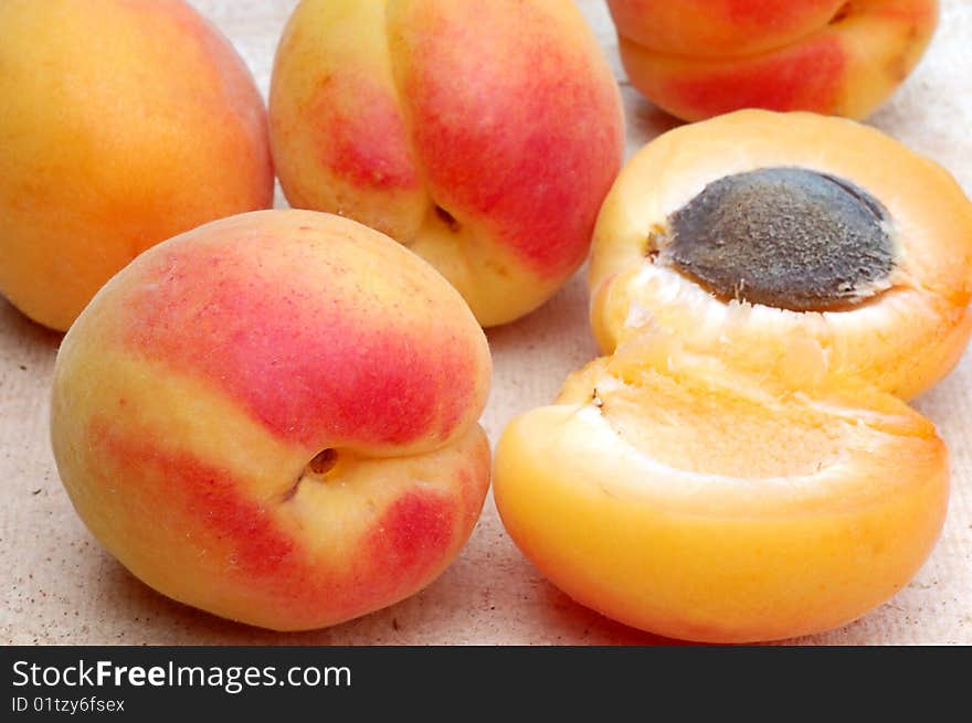 Some juicy ripe peaches close up