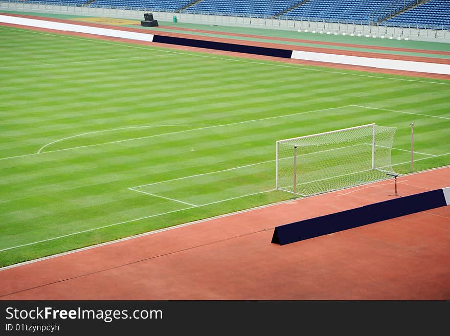 Green and Empty Football Field. Green and Empty Football Field