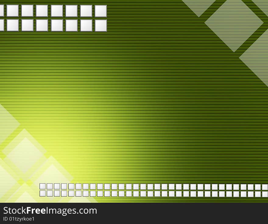 White squares over green dynamic lines. Abstract illustration. White squares over green dynamic lines. Abstract illustration