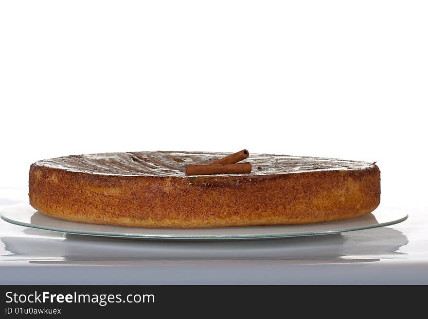 A Cinnamon Pie isolated on a white background