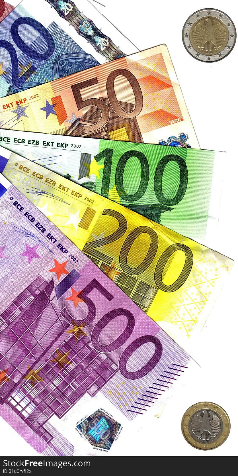 Euro,  detail coins and banknotes. Euro,  detail coins and banknotes