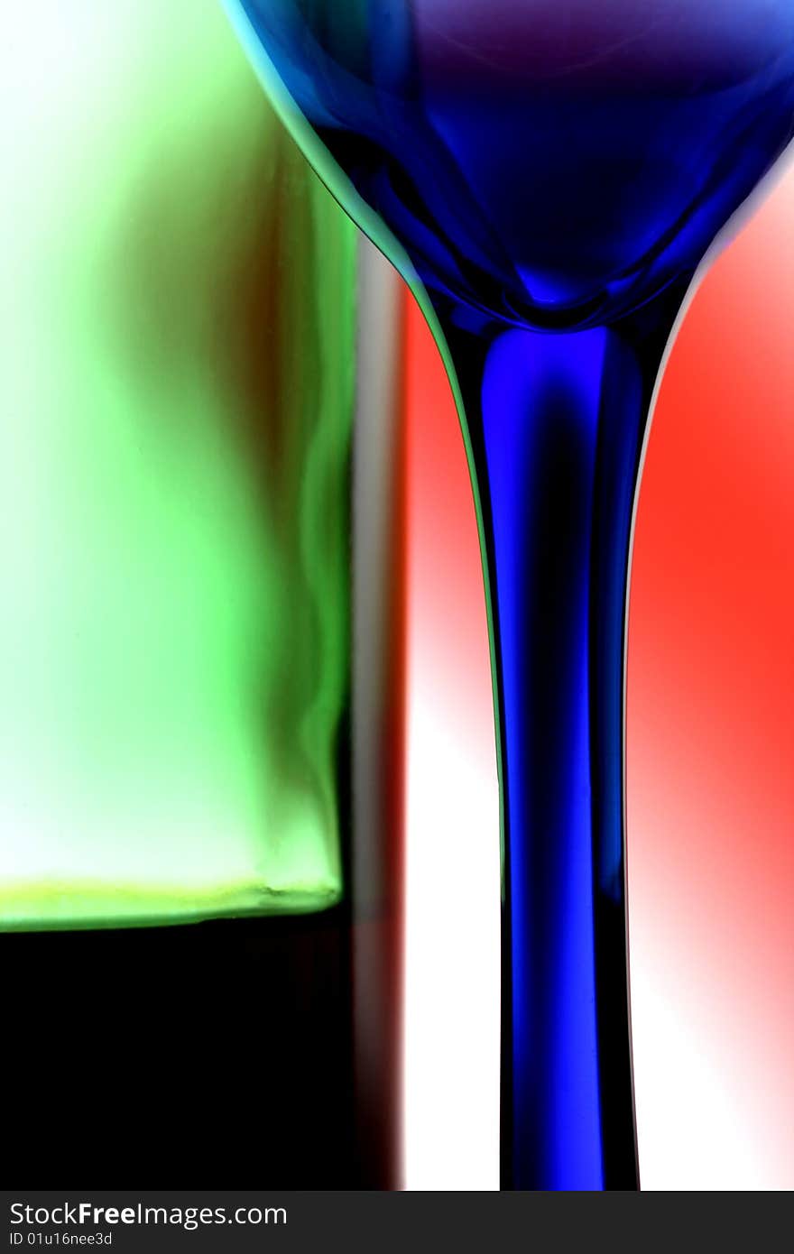 Wine Bottle & Glass Abstract