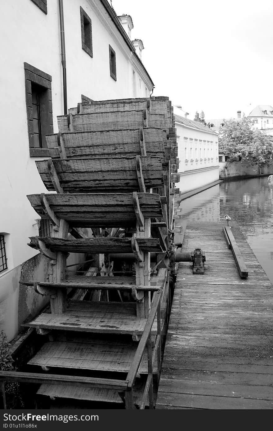 Mill wheel. The Devil s channel. Prague.