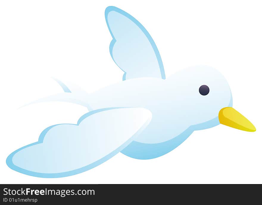 A cartoon bird isolatein a white background